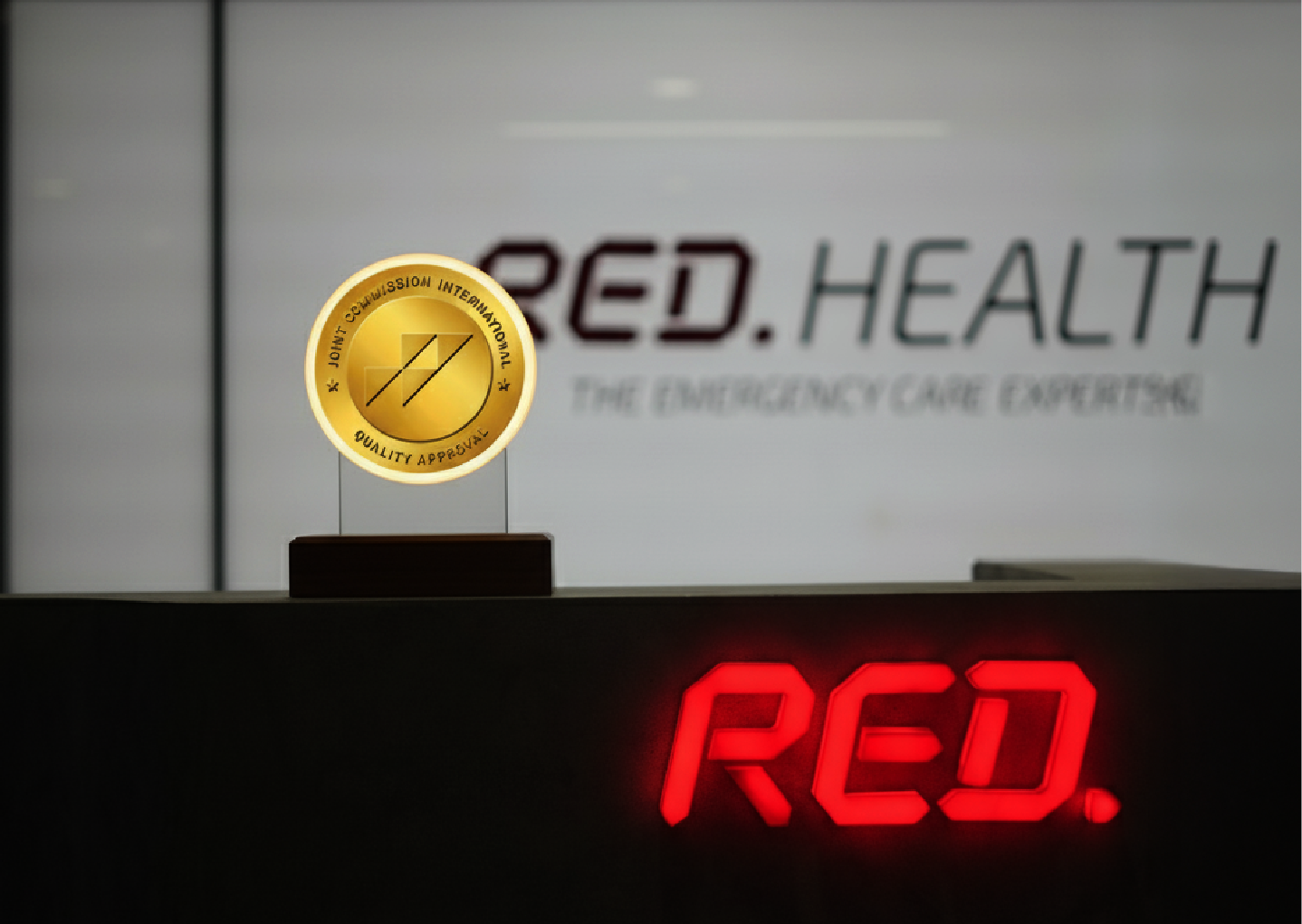 Red Health award displayed, symbolizing excellence in emergency medical services.