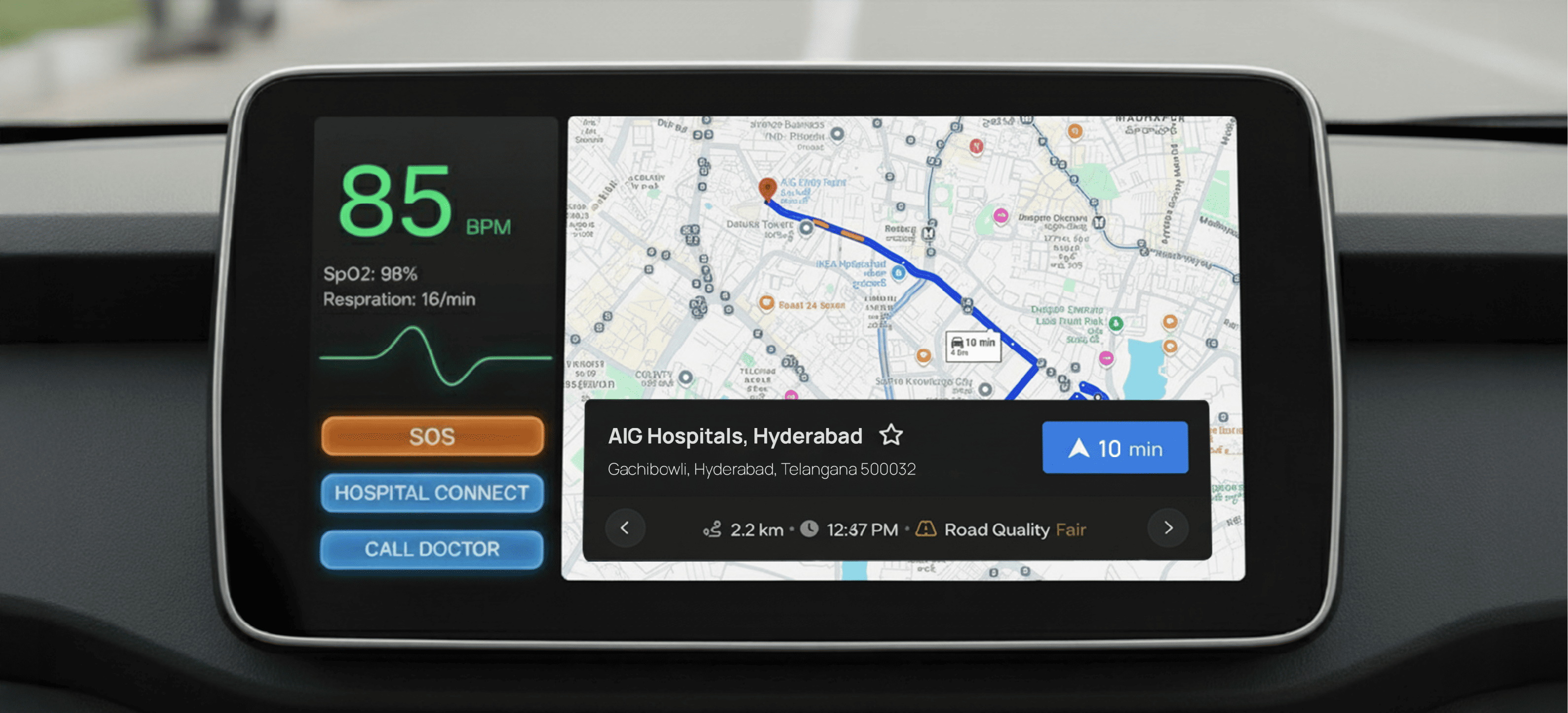 Smart dashboard links health data to hospital for fast emergency response  with real time ambulance tracking.