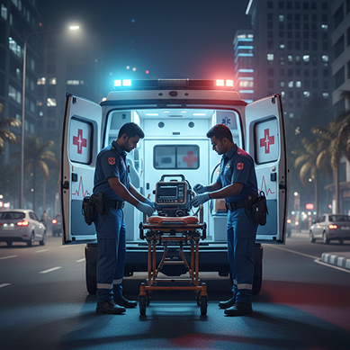RED.Health paramedics at ambulance