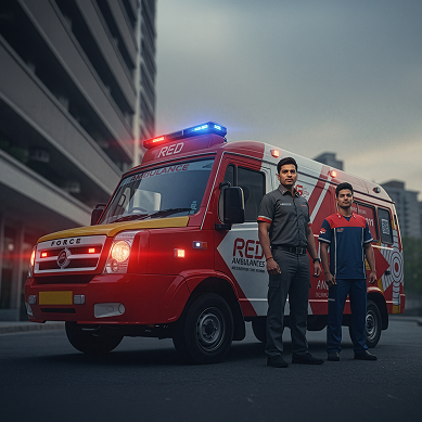 RED.Health paramedics at ambulance